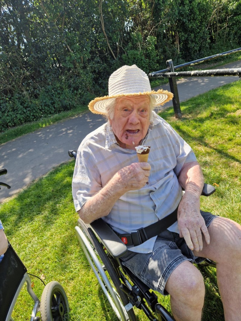 Rex loved getting out of the home hat shorts and shirts on looking fab.